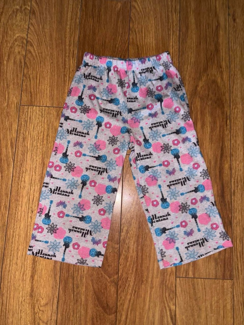 Hannah Montana pink, blue, and gray pajama pants